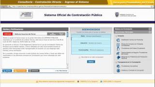 Contratación Directa  Ingreso al Sistema  Proveedor  1 de 6 [upl. by Netsirhc709]