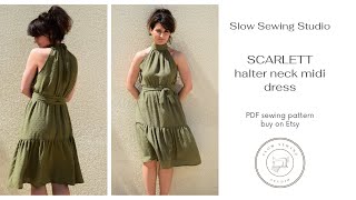 DIY Halter Neck Midi Dress Scarlett  Sewing Tutorial  PDF pattern [upl. by Nyladnor]