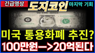 도지코인 드디어 미국 통용화폐 추진 100만원으로 20억 버실 분들만 시청하세요 [upl. by Elianora50]