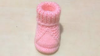 Knitting very stylish and easy baby booties socks for 1 Year old [upl. by Sisely]