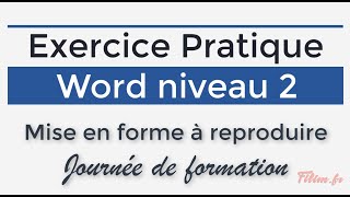 Word  2 Opérationnel  Exercice Journée de formation [upl. by Ranit221]