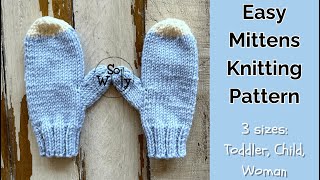 How to knit Easy Mittens for Beginners 3 sizes  So Woolly [upl. by Meilen5]