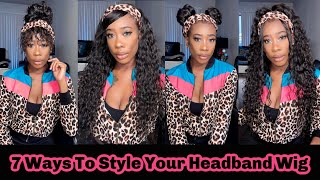 7 ways on How to Style headband wig [upl. by Tearle58]