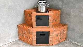 Amazing Ideas for Building a Beautiful Stove Using Red Bricks [upl. by Ysdnyl]