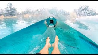 Dolphin Plunge  Aquarium Water Slide  HD POV  Aquatica Water Park Orlando Florida [upl. by Ahsinhoj]