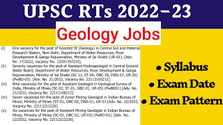 Geology Jobs  UPSC RT 2023🔥🔥 Exam Date Syllabus  Assistant Hydrogeologist Geologist [upl. by Maje916]