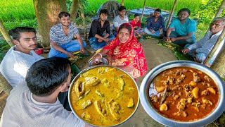 50k special Mutton amp HILSA FISH Cooking and Eating  mutton curry with Ilish fish cooking [upl. by Morez]