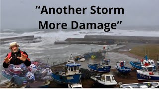 North sea storm hits Aberdeenshire harbour again with piers submerged in the higher than usual tides [upl. by Vidovik668]