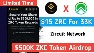 Claim 15 ZRC Token  Binance WEB3 x Zircuit Airdrop  15 USDT for FCFS 33K Users  MahmudulOfficial [upl. by Nicole]