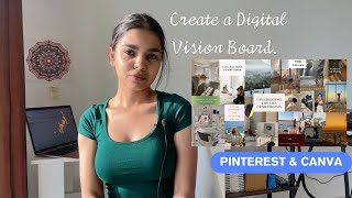 How to make digital vision board  step by step  Pinterest and Canva [upl. by Alimrahs772]