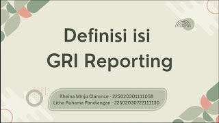 Prof Wuryan Andayani  Definisi Isi GRI Reporting [upl. by Neitsirk]