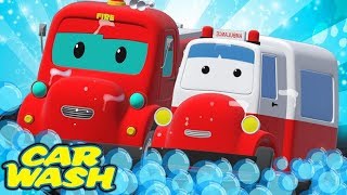 Road Rangers Go To Car Wash  Car Cartoon For Toddlers  Vehicles For Children by Super Kids Network [upl. by Ahsinej]