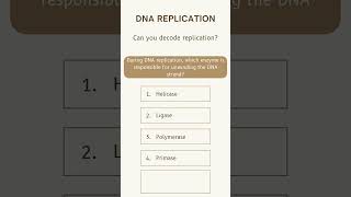 Biology MCQ During DNA replication which enzyme is responsible for unwinding the DNA strand [upl. by Tine]