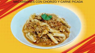 Macarrones con chorizo y carne picada Tan ricos como fáciles de hacer [upl. by Anizor]