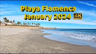 4K Playa Flamenca Costa Blanca⎮Orihuela Costa⎮Sunday Midday Promenade and Beach Walking Tour 🇪🇸 [upl. by Quiteris]