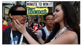 MINUTE TO WIN IT w TEENS REACT CAST at VIDCON  Boston Tom [upl. by Dalila]