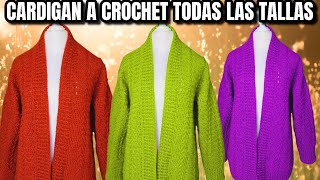 Elegante Cardigan XL quotSUETER ABIERTOquot tejido a crochet paso a paso  Todo en crochet parte 1 [upl. by Nnahtebazile]