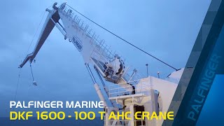 PALFINGER MARINE  DKF 1600  100 t AHC crane [upl. by Latterll]