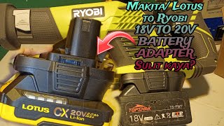 Makita to Ryobi battery interchangeable battery adapter review [upl. by Aerdnas]