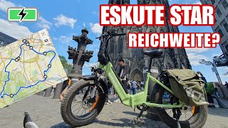 Eskute Star Reichweitentest vom Klapprad mit 25 Ah Akku des Pedelec Ebike mit 20 Zoll Fatreifen [upl. by Melas]