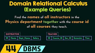 Domain Relational Calculus Example Queries [upl. by Herries]