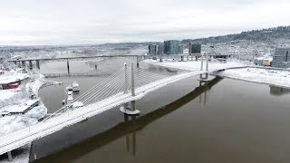 Drone video captures sweeping view of Portlands record snowfall [upl. by Ahtnamas]