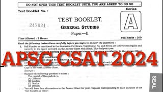 APSC CSAT Paper 2024 Complete Solution  Maths amp Reasoning Portions  studywithaayang [upl. by Placida]