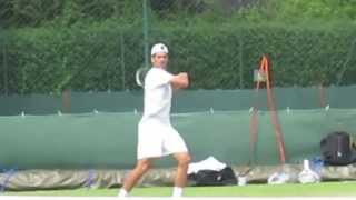 Novak Djokovic Hitting at Wimbledon  Front View [upl. by Jaymie]