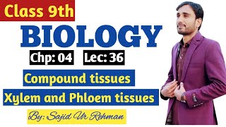 Compound Tissues  Xylem tissue amp Phloem tissues  9th Bio Chp 4 Lec 36  By Sajid Ur Rehman [upl. by Saravat588]