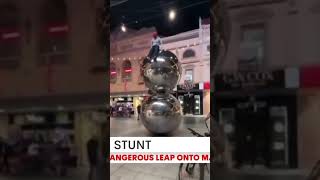 Guy jumps onto Malls Balls in Rundle Mall 7 Adelaide News [upl. by Atilrep962]