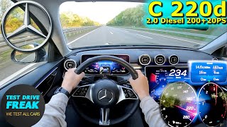 2024 Mercedes Benz C 220d Sedan 20020 PS TOP SPEED AUTOBAHN DRIVE POV [upl. by Eelytsirk]