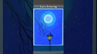 😍Magnificent moonlight with road lamp drawing art shortsvideo [upl. by Schaab]