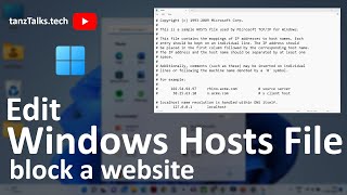 How to edit Hosts file in Windows 11  Edit hosts file  Block a Domain or a SubDomain [upl. by Jamnes203]