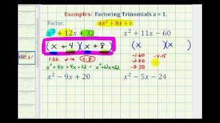 Ex Factor Trinomials When A equals 1 [upl. by Anoit110]