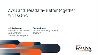 Possible 2024 London Breakout Session AWS and Teradata Better Together With Generative AI [upl. by Marlette913]