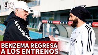 REAL MADRID  BENZEMA regresa a VALDEBEBAS para ponerse a las órdenes de ANCELOTTI  Diario AS [upl. by Whitford434]