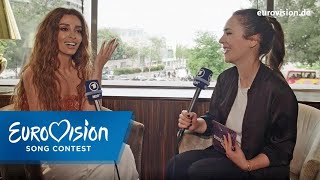 Eleni Foureira ist süchtig nach Sonne  Zypern  Interview  Eurovision Song Contest [upl. by Sothena]