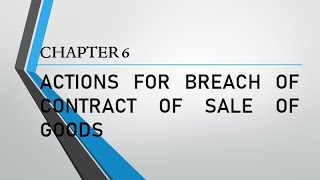 Sales Chapter 6 Actions for Breach of Contract of Sale of Goods [upl. by Nowahs282]