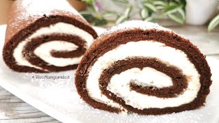 Rotolo al cacao con panna e nutella golosissimo [upl. by Eldnik623]