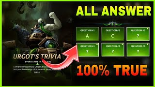 URGOTS TRIVIA EVENT All answer is here 100 True  Wild RIFT URGOTS TRIVIA EVENT ANSWER [upl. by Ashia]