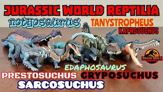 Jurassic World DinosaurReptiles Gryposuchus Kaprosuchus Sarcosuchus Tanystropheus Nothosaurus [upl. by Surbeck]