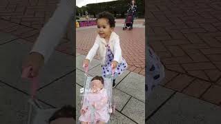 BABY PUSHING STROLLERDOLL IN STROLLERBABY DOLL IN BUGGYCUTE BABY BABYBABY IN BUGGY SHORTS FEED [upl. by Eugenides848]