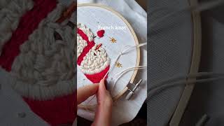 French knot Snowman embroidery⛄️ embroidery handembroidery handmade stitch art christmas [upl. by Nortyad]