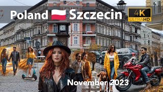 Street walk ☁️ Szczecin 🇵🇱 Poland  November 2023 4k [upl. by Rebba]