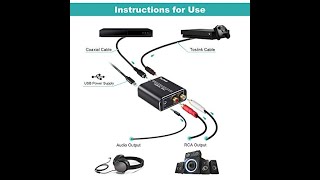 Techole Convertitore Audio Digitale Analogico 192Khz Adattatore Ottico RCA da Coassiale Toslink [upl. by Medina184]