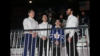 Yeshivat Or Chaim at the Toronto Marlies Game Singing the US National Anthem [upl. by Nollaf]