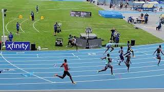 Zharnel Hughes 983s  2023 NYC Grand Prix 100m breaks Linford Christies British record [upl. by Ahsenal527]