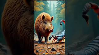 BIG Pig fussion with scorpion 🦂 pig scorpion 🦂 animals cartoon shorts short bandar ai [upl. by Larena]