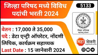 जिल्हा परिषद मध्ये विविध पदांची भरती 2024  ZP Recruitment 2024  Data Entry Operator Jobs [upl. by Loralee962]