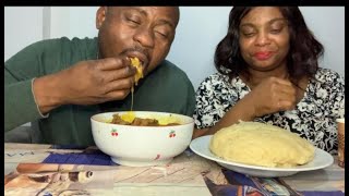 Pick and eat mukbang challenge African food mukbang ogbono soup [upl. by Neslund]